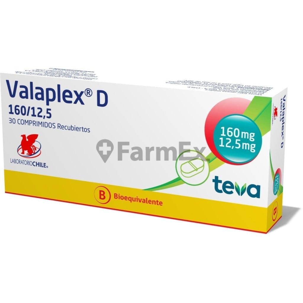 Valaplex-D 160 mg / 12,5 mg x 30 comprimidos Farmex-Chile Salud-Persistente